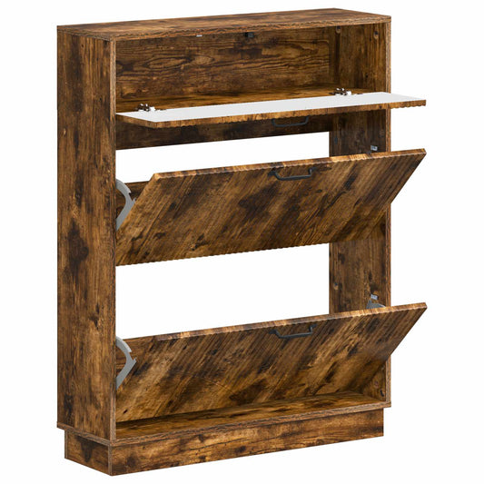 vidaXL Shoe Cabinet HOORN 78 x 24 x 100 cm Engineered Wood Smoked Oak