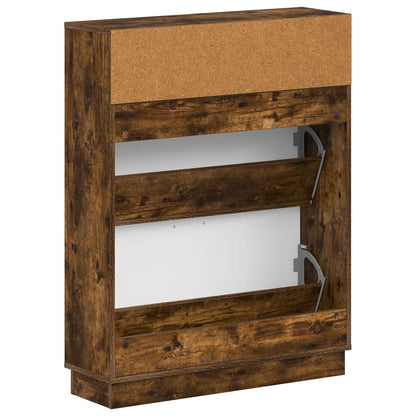 vidaXL Shoe Cabinet HOORN 78 x 24 x 100 cm Engineered Wood Smoked Oak