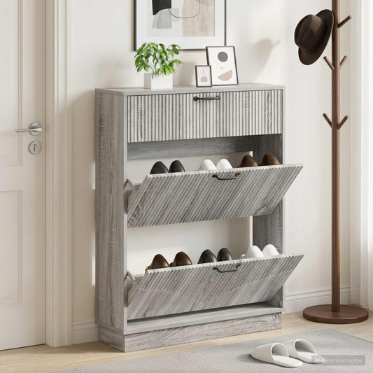 vidaXL Shoe Cabinet HOORN 78 x 24 x 100 cm Engineered Wood Grey Sonoma