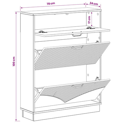 vidaXL Shoe Cabinet HOORN 78 x 24 x 100 cm Engineered Wood Grey Sonoma