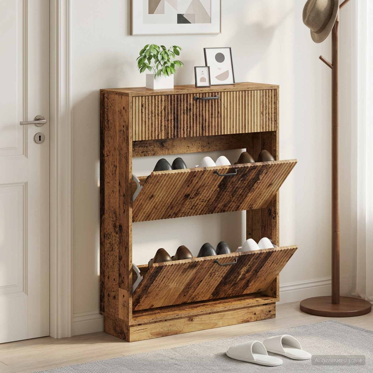vidaXL Shoe Cabinet HOORN 78 x 24 x 100 cm Engineered Wood Old Wood