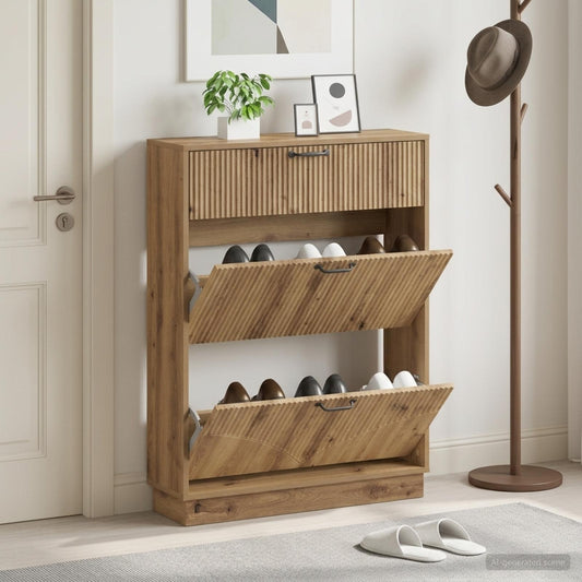vidaXL Shoe Cabinet HOORN 78 x 24 x 100 cm Engineered Wood Artisan Oak