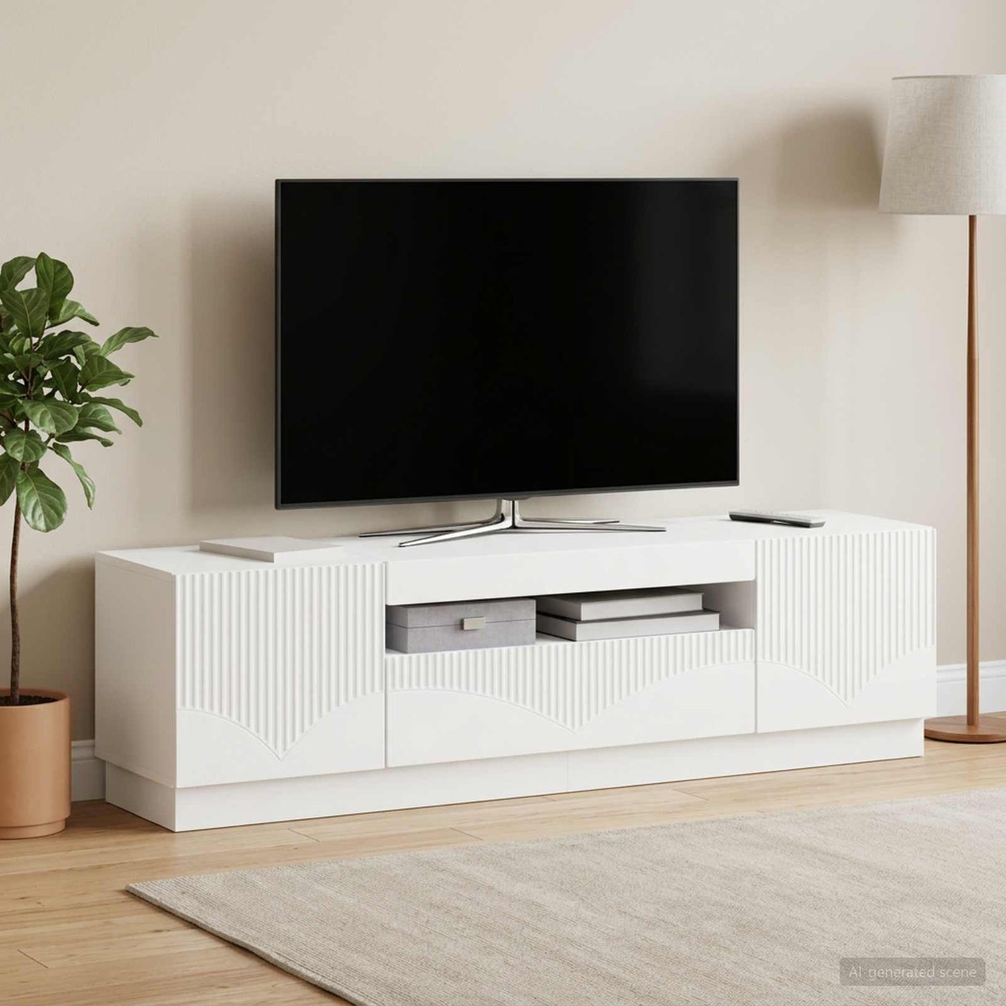 vidaXL LED TV Cabinet White Engineered Wood