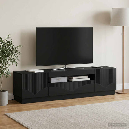 vidaXL LED TV Cabinet Black Engineered Wood