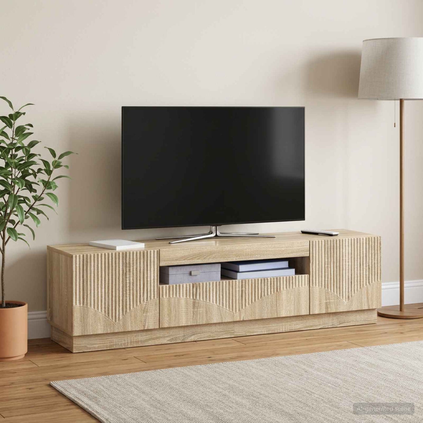 vidaXL LED TV Cabinet Sonoma Oak Engineered Wood