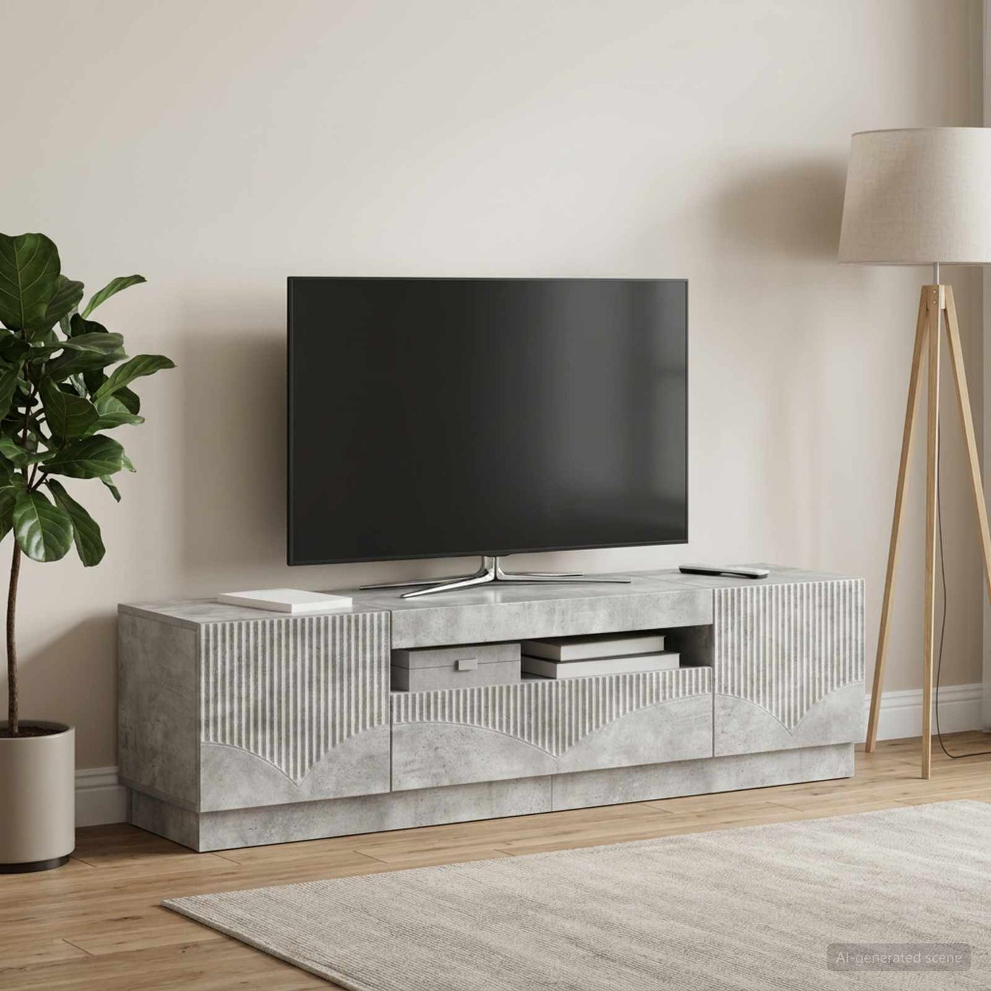 vidaXL LED TV Cabinet Concrete Grey Engineered Wood