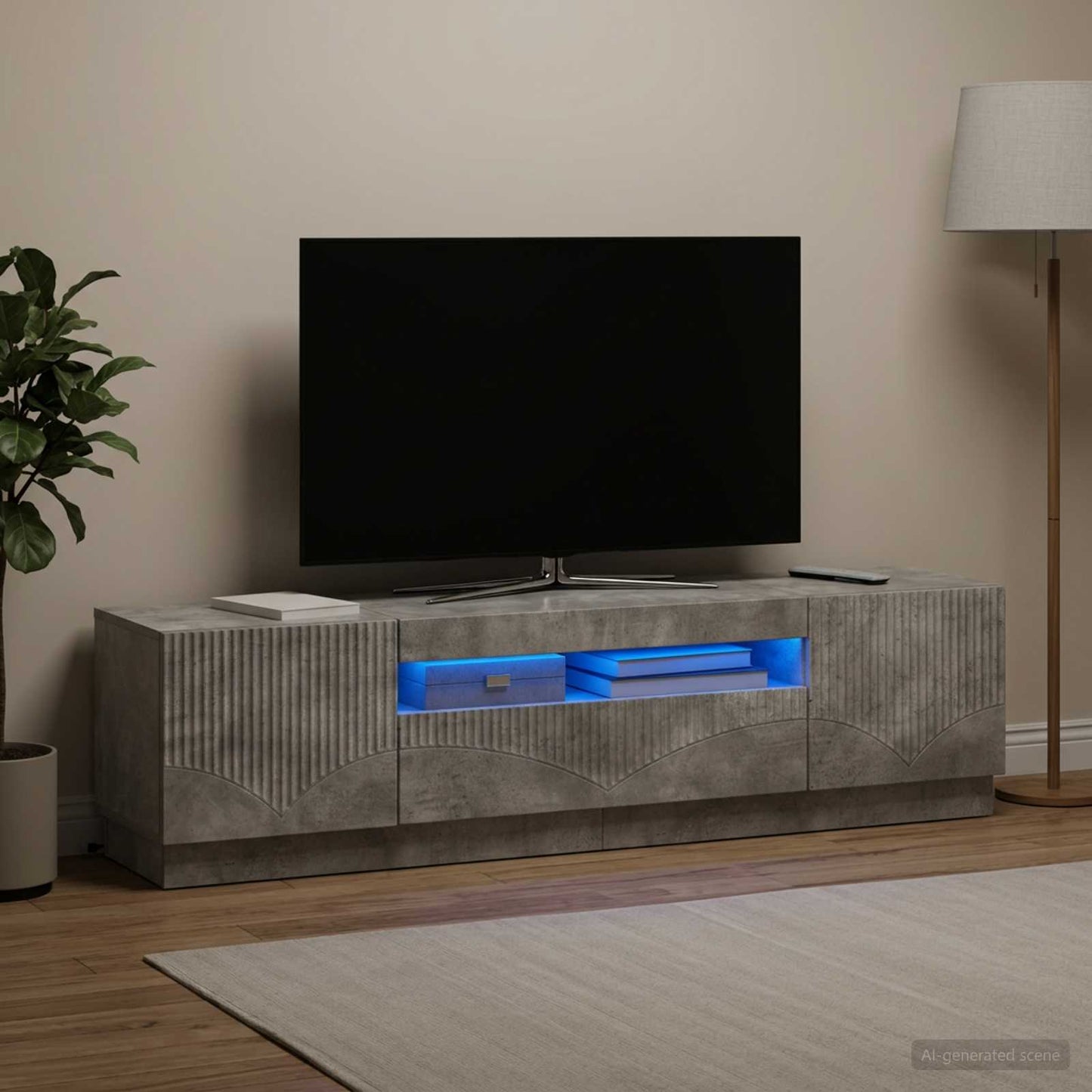 vidaXL LED TV Cabinet Concrete Grey Engineered Wood