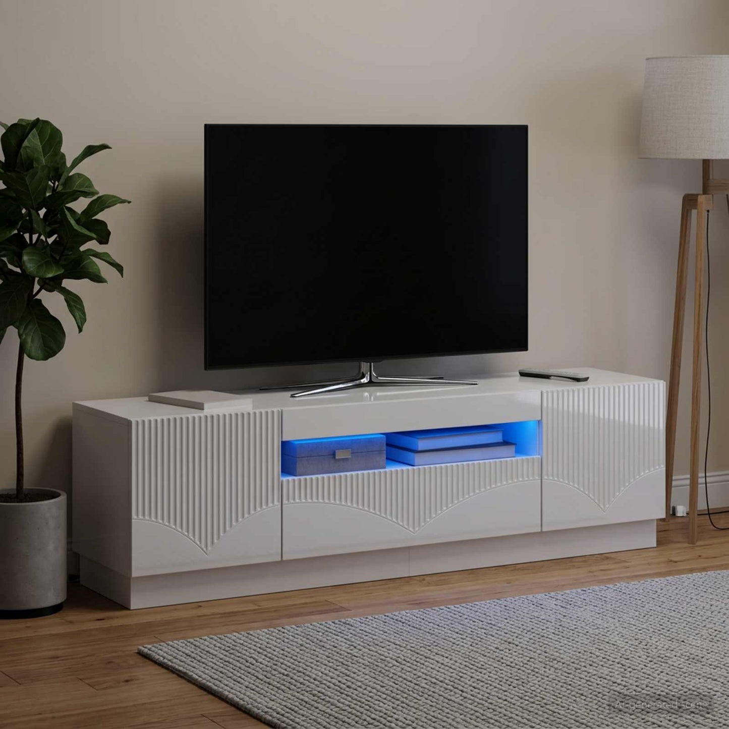 vidaXL LED TV Cabinet High Gloss White Engineered Wood