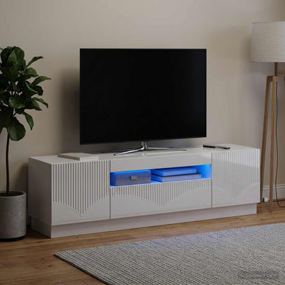 vidaXL LED TV Cabinet High Gloss White Engineered Wood