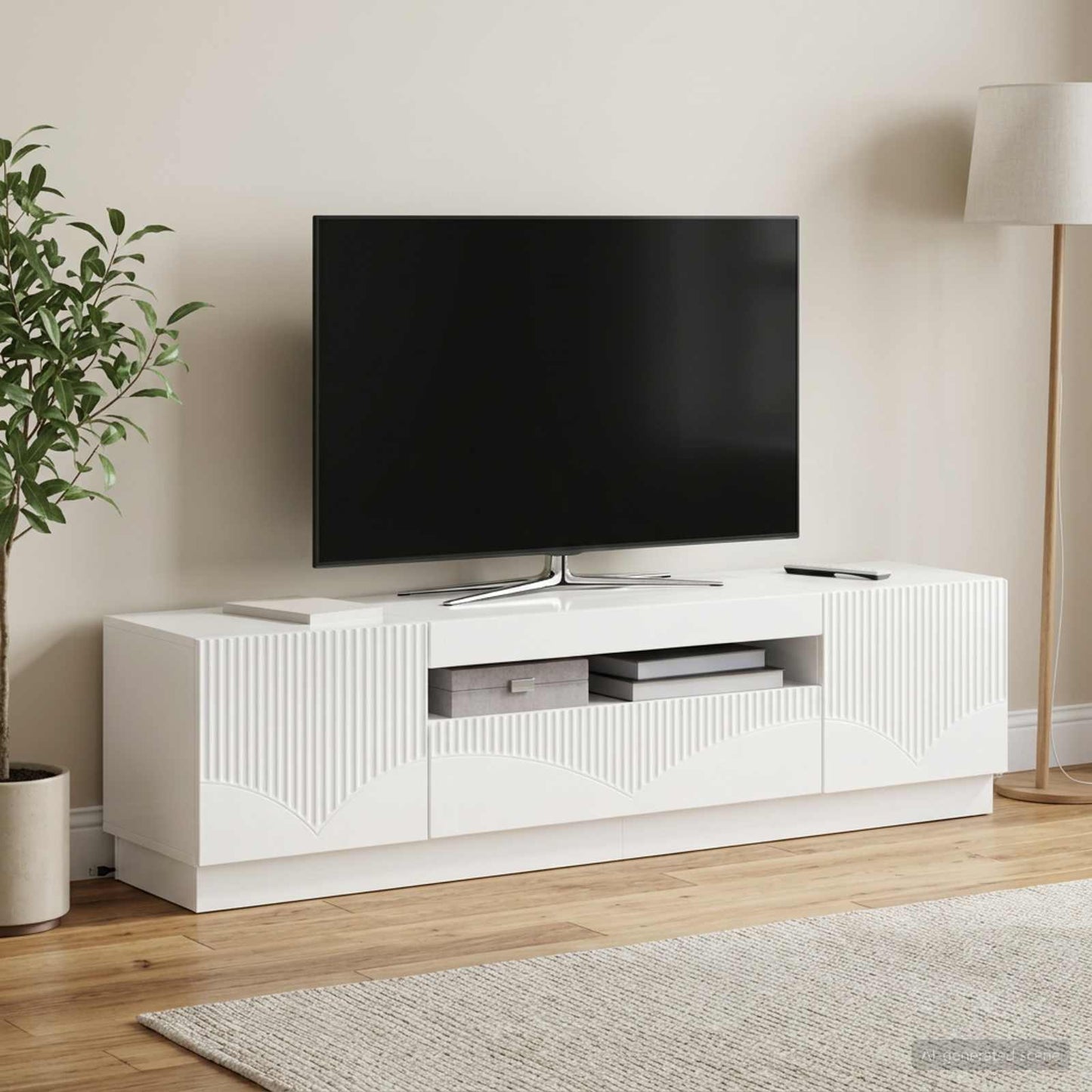 vidaXL LED TV Cabinet High Gloss White Engineered Wood
