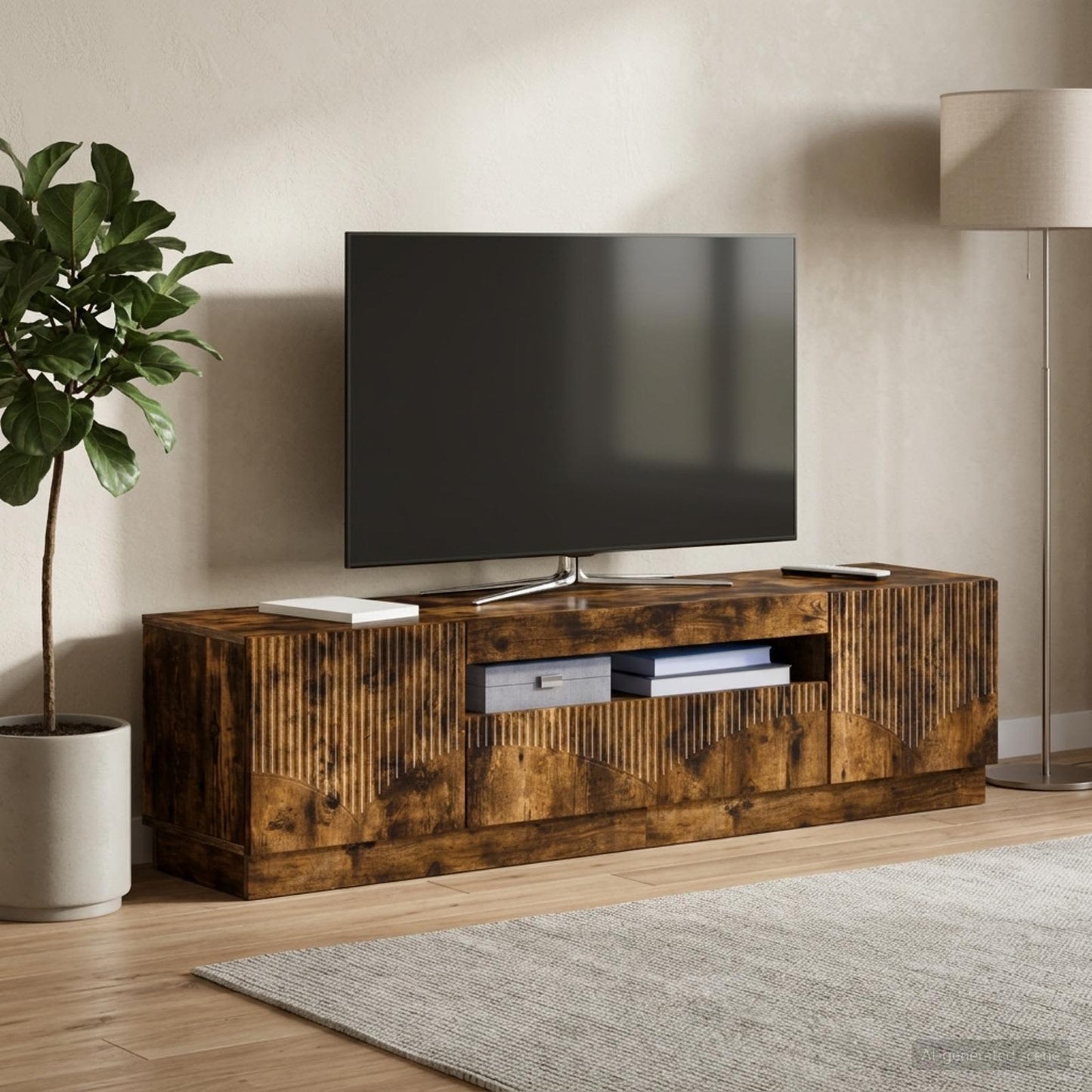 vidaXL LED TV Cabinet Smoked Oak Engineered Wood