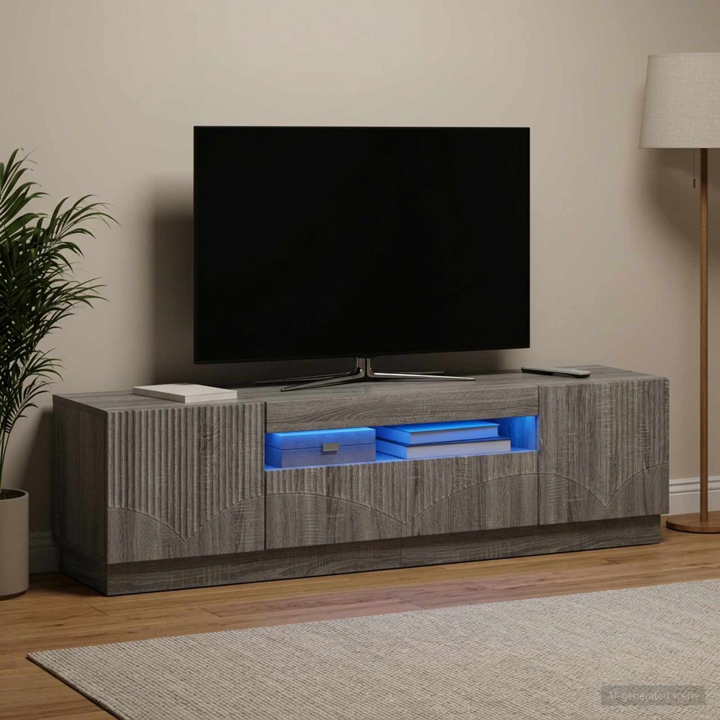 vidaXL LED TV Cabinet Grey Sonoma Engineered Wood