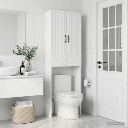 vidaXL Toilet Cabinet HOORN White 66 x 25.5 x 190 cm Engineered Wood