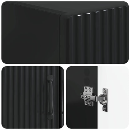 vidaXL Toilet Cabinet HOORN Black 66 x 25.5 x 190 cm Engineered Wood