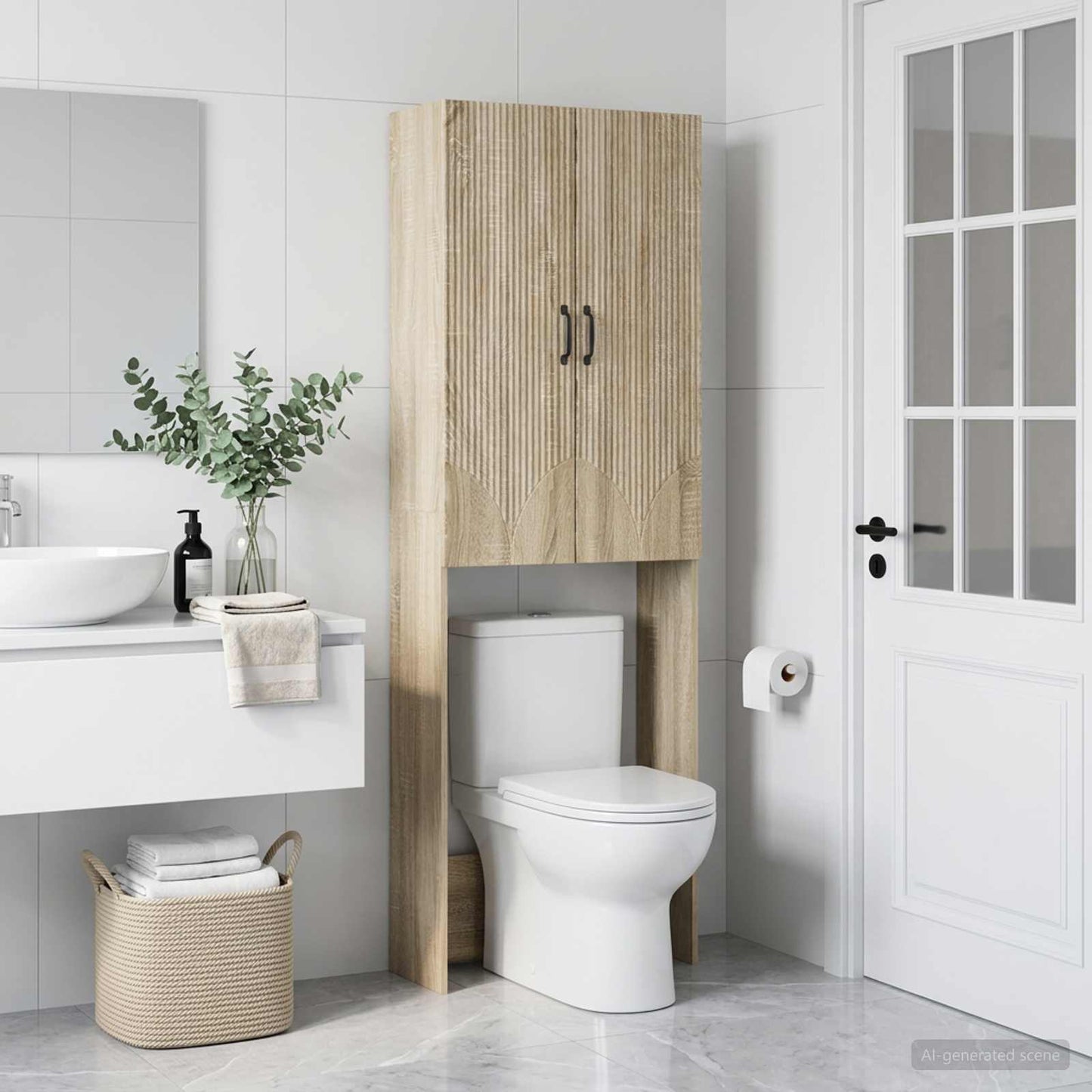 vidaXL Toilet Cabinet HOORN Sonoma Oak 66 x 25.5 x 190 cm