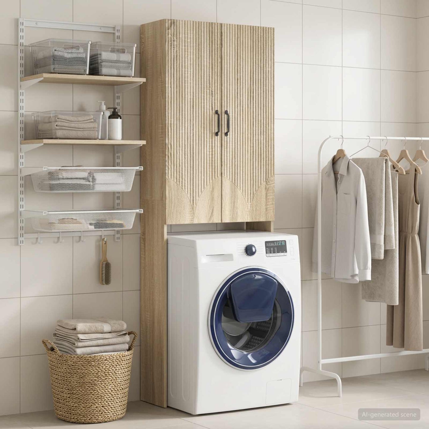 vidaXL Toilet Cabinet HOORN Sonoma Oak 66 x 25.5 x 190 cm