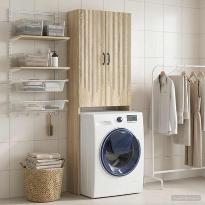 vidaXL Toilet Cabinet HOORN Sonoma Oak 66 x 25.5 x 190 cm