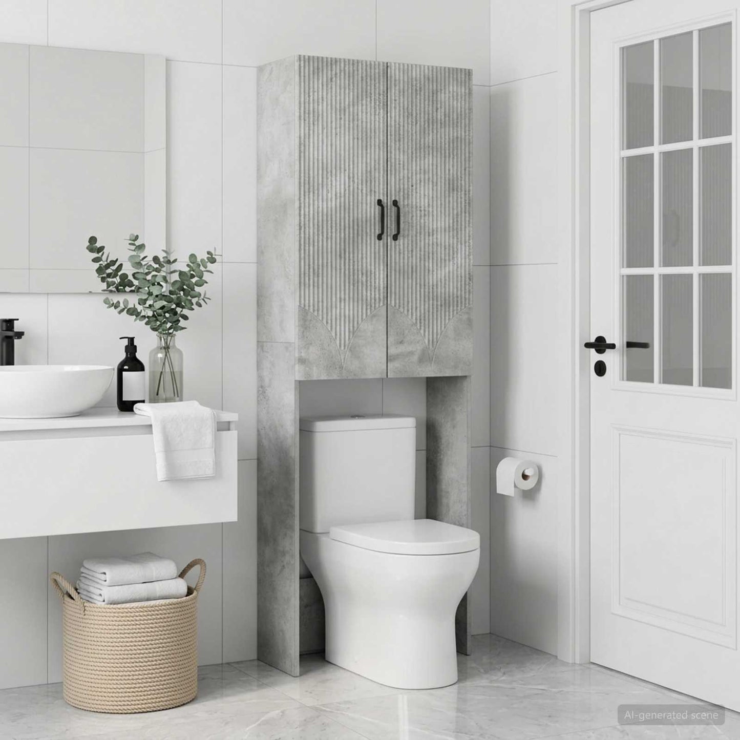 vidaXL Toilet Cabinet HOORN Concrete Grey 66 x 25.5 x 190 cm