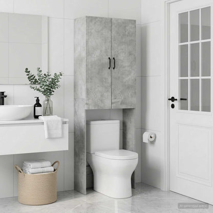 vidaXL Toilet Cabinet HOORN Concrete Grey 66 x 25.5 x 190 cm