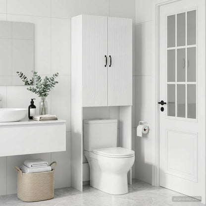 vidaXL Toilet Cabinet HOORN High Gloss White 66 x 25.5 x 190 cm