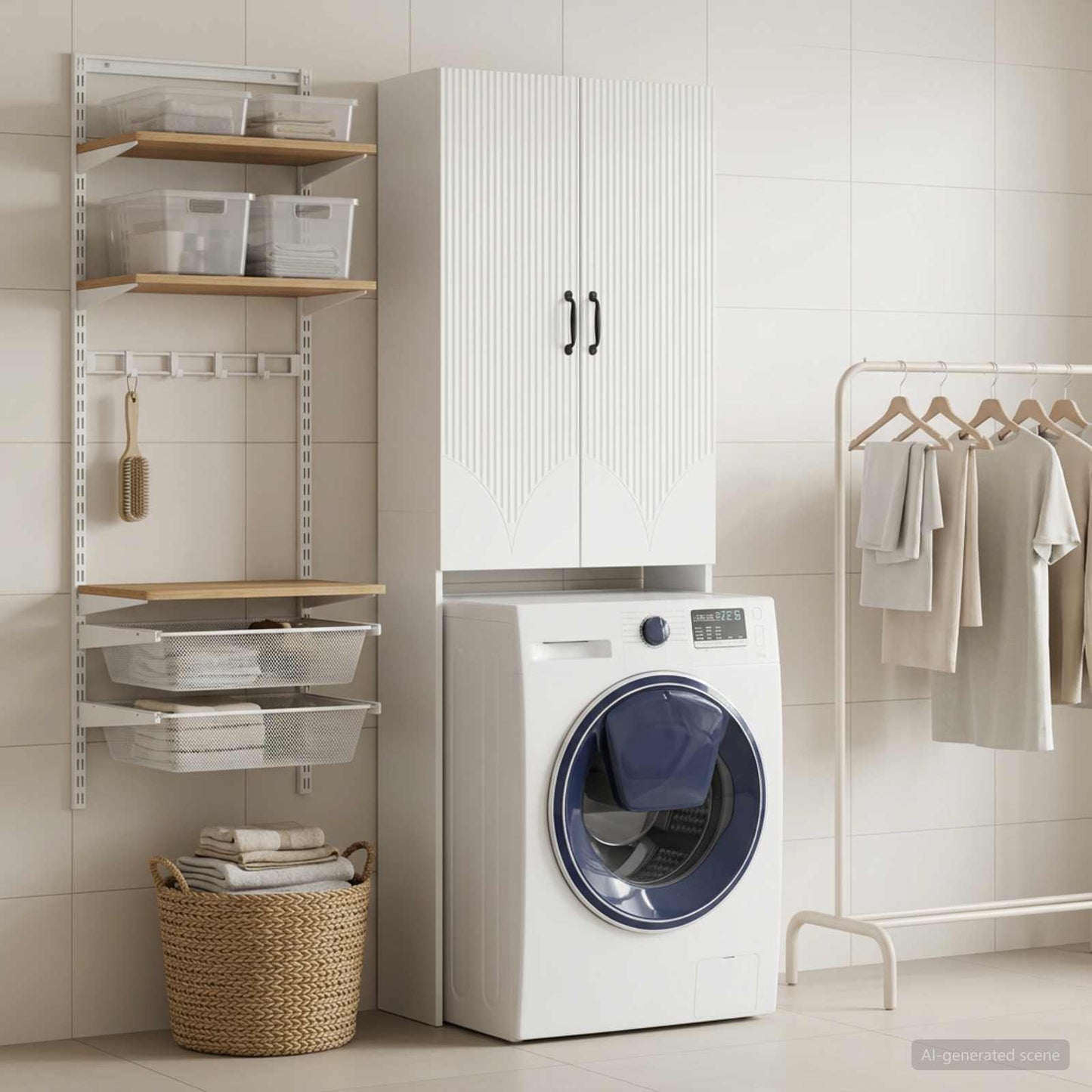 vidaXL Toilet Cabinet HOORN High Gloss White 66 x 25.5 x 190 cm