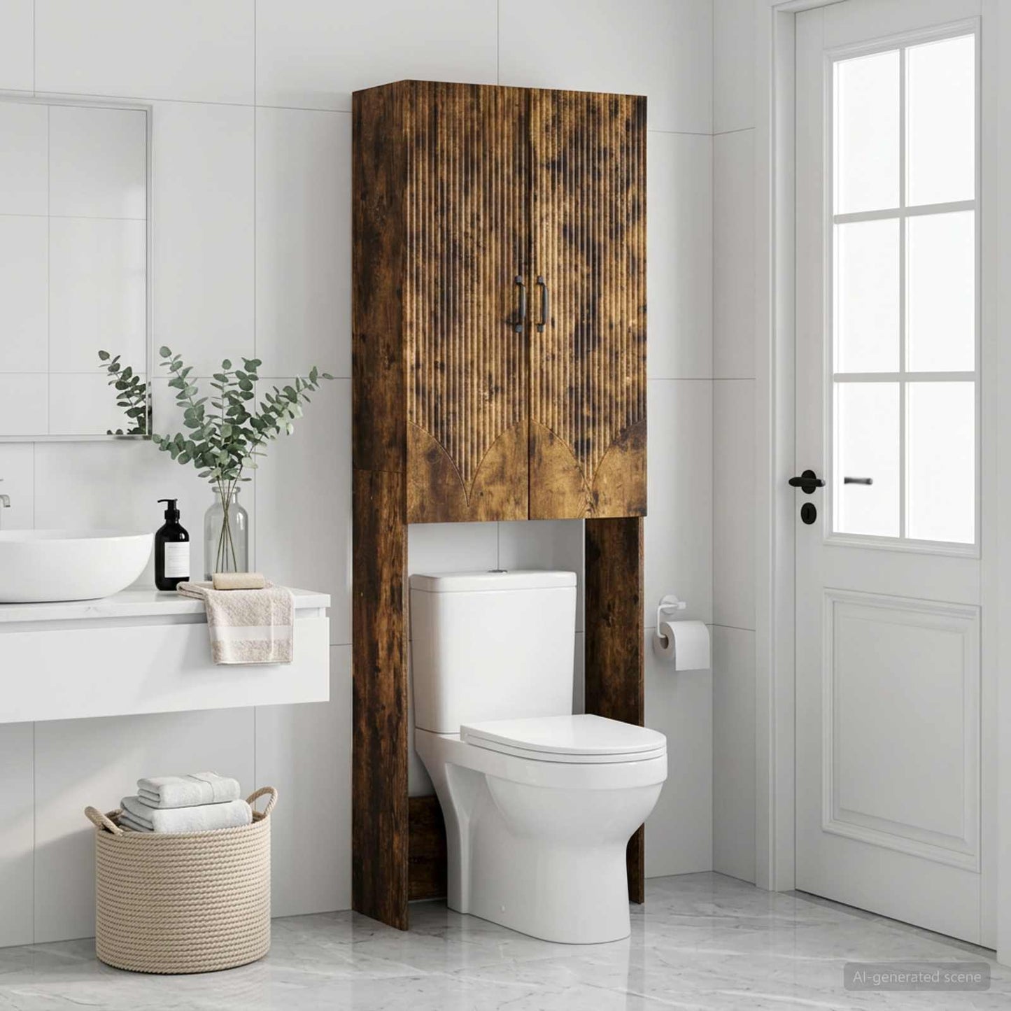 vidaXL Toilet Cabinet HOORN Smoked Oak 66 x 25.5 x 190 cm