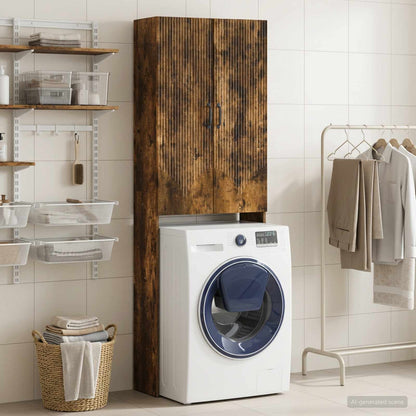 vidaXL Toilet Cabinet HOORN Smoked Oak 66 x 25.5 x 190 cm