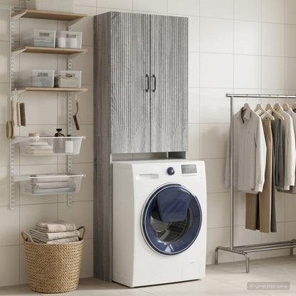 vidaXL Toilet Cabinet HOORN Grey Sonoma 66 x 25.5 x 190 cm