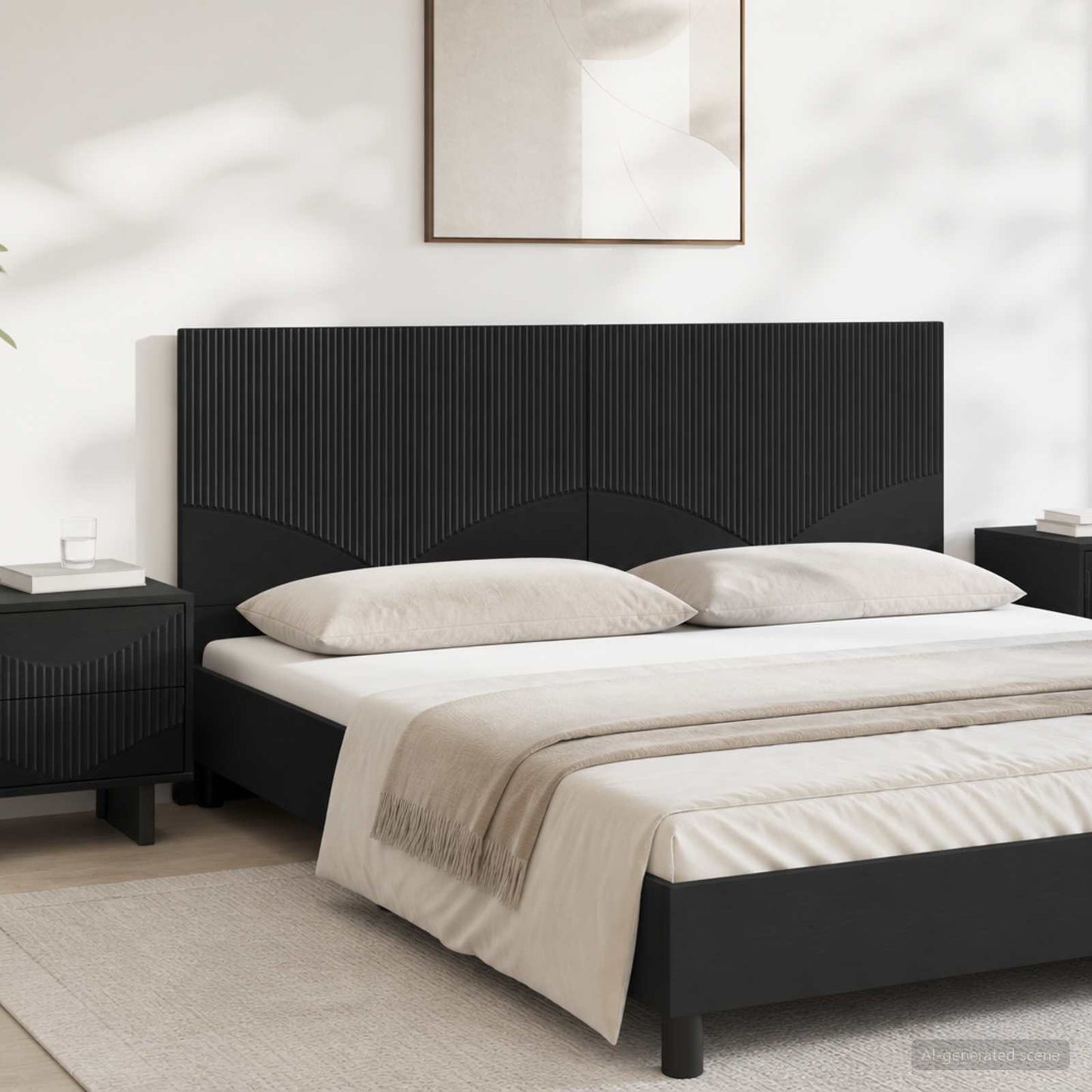 vidaXL Wall-Mounted Headboard HOORN Black Engineered Wood