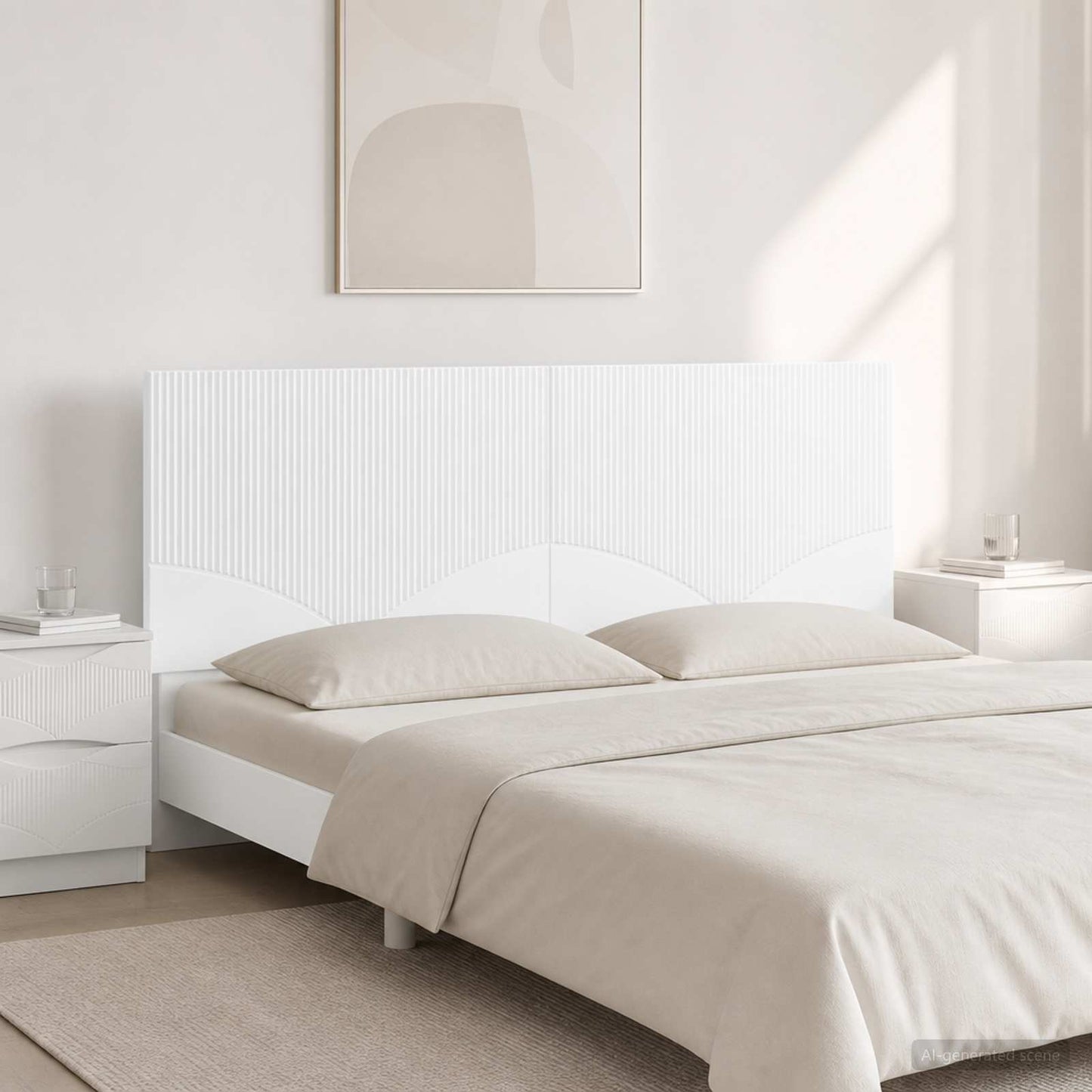 vidaXL Wall-Mounted Headboard HOORN High Gloss White Engineered Wood