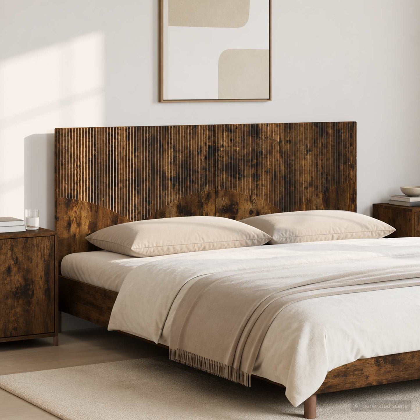 vidaXL Wall-Mounted Headboard HOORN Smoked Oak Engineered Wood