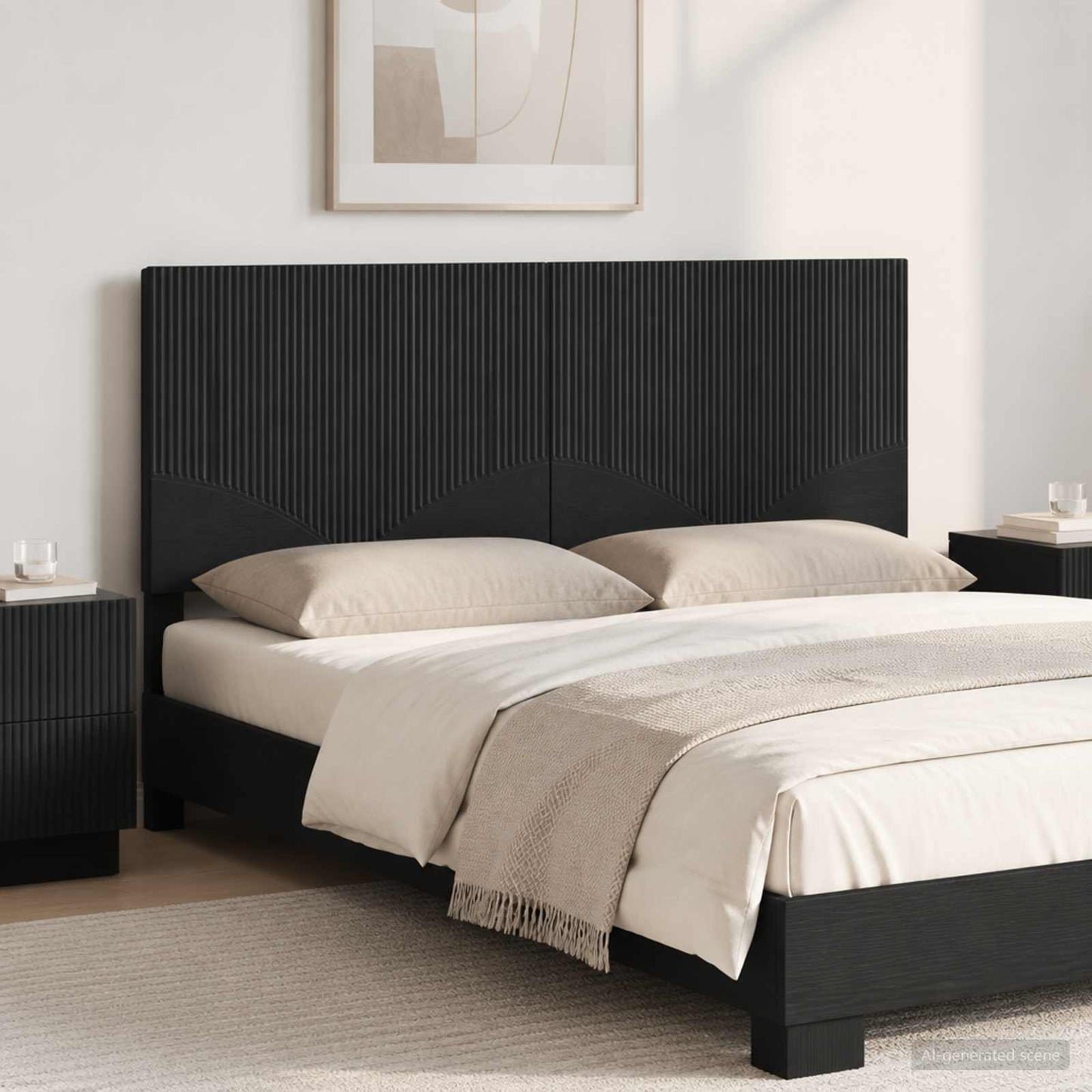 vidaXL Wall-Mounted Headboard HOORN Black Engineered Wood