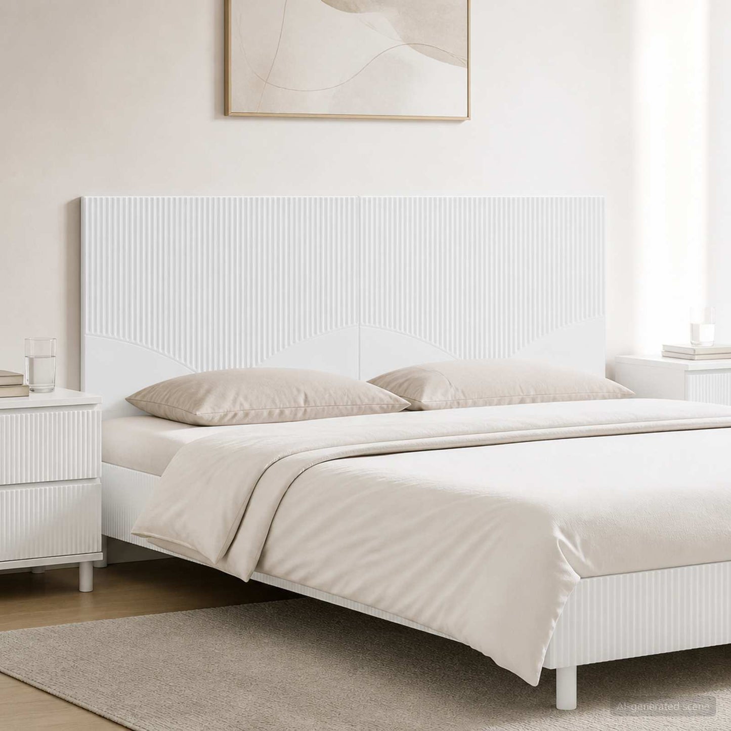 vidaXL Wall-Mounted Headboard HOORN High Gloss White Engineered Wood