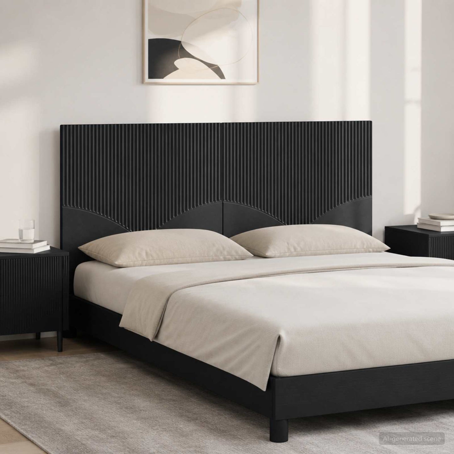 vidaXL Wall-Mounted Headboard HOORN Black Engineered Wood