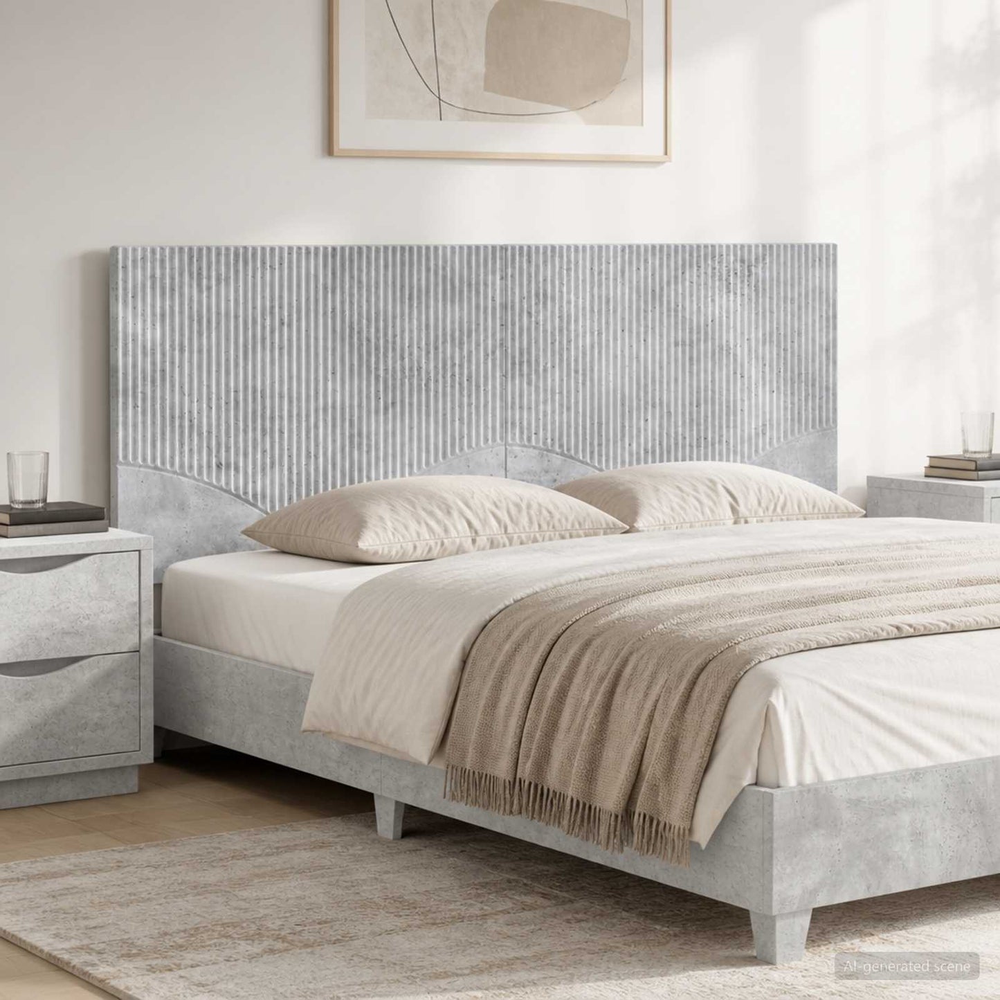vidaXL Wall-Mounted Headboard HOORN Concrete Grey Engineered Wood