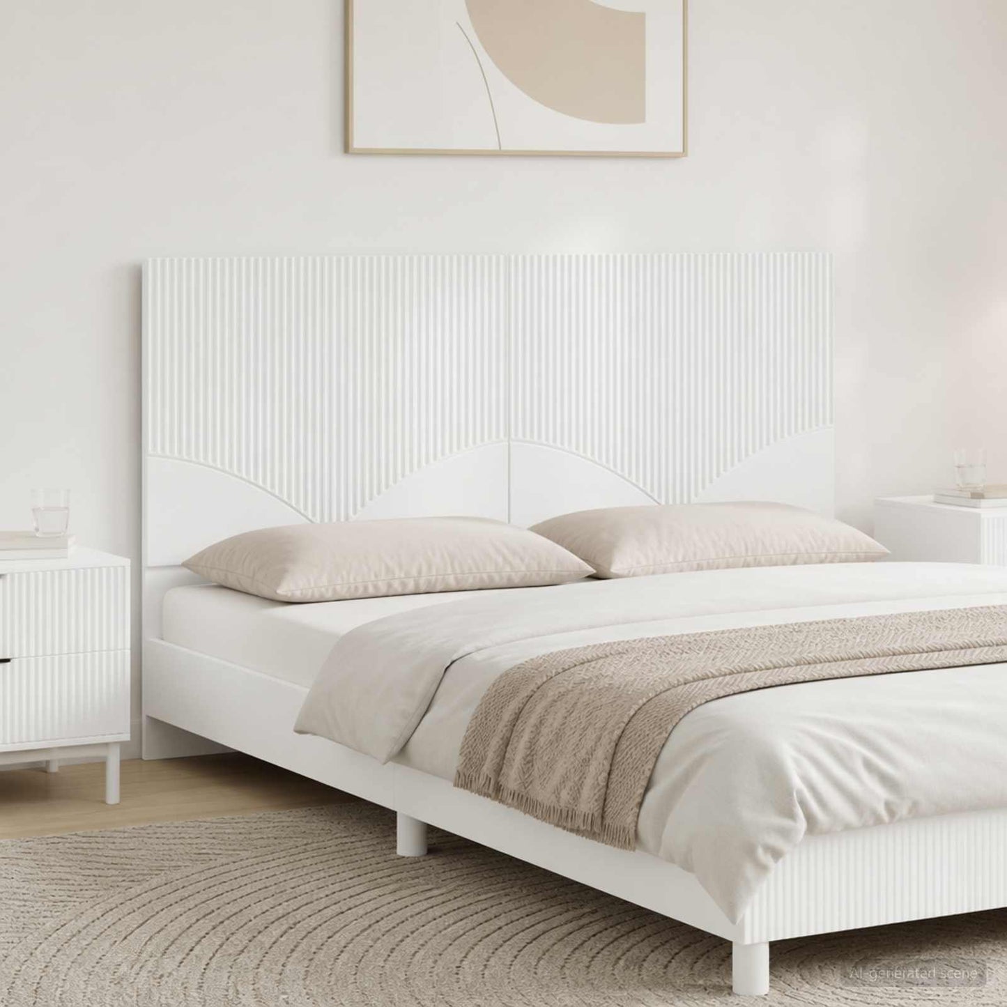 vidaXL Wall-Mounted Headboard HOORN High Gloss White Engineered Wood