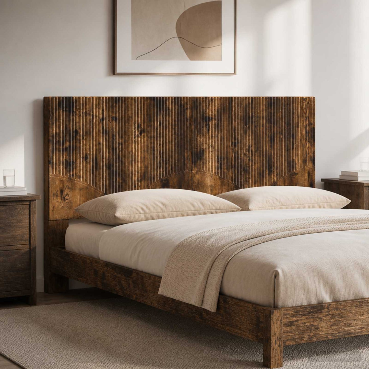 vidaXL Wall-Mounted Headboard HOORN Smoked Oak Engineered Wood