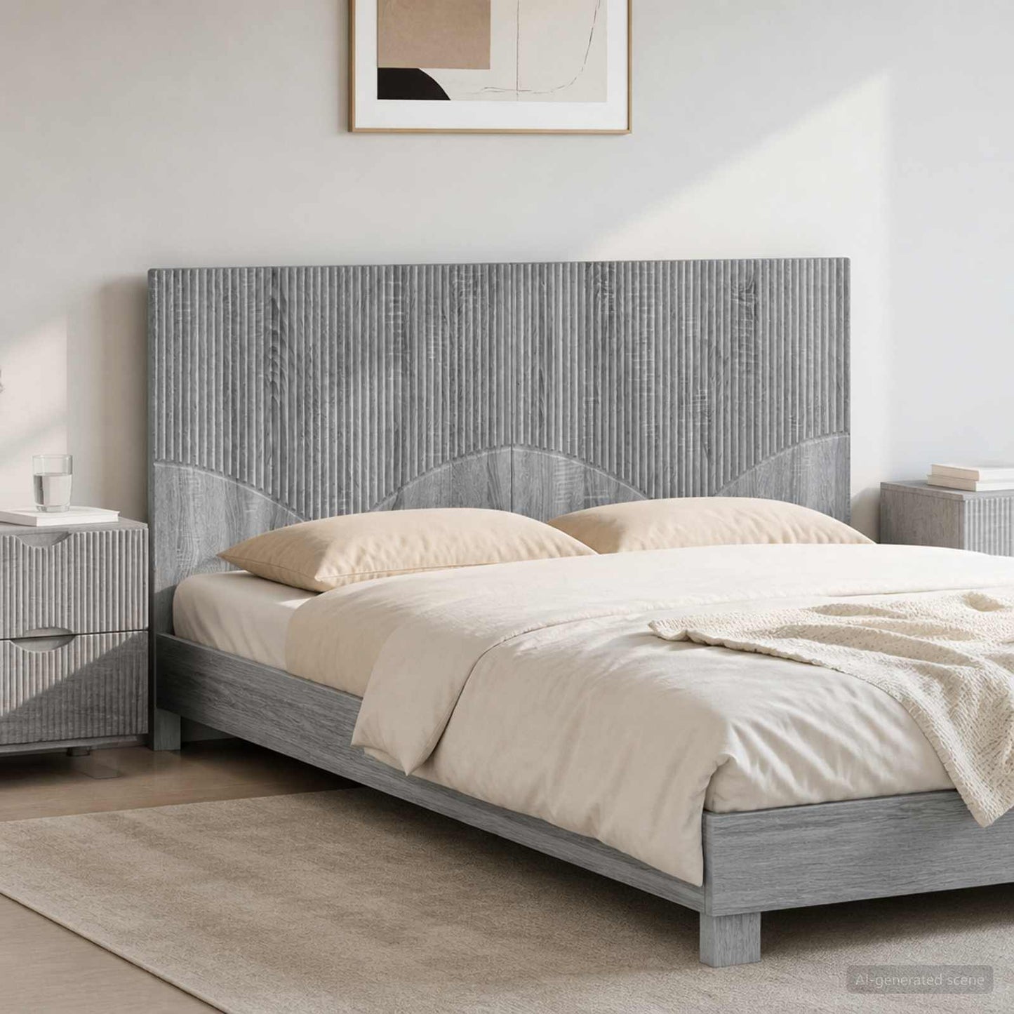vidaXL Wall-Mounted Headboard HOORN Grey Sonoma Engineered Wood