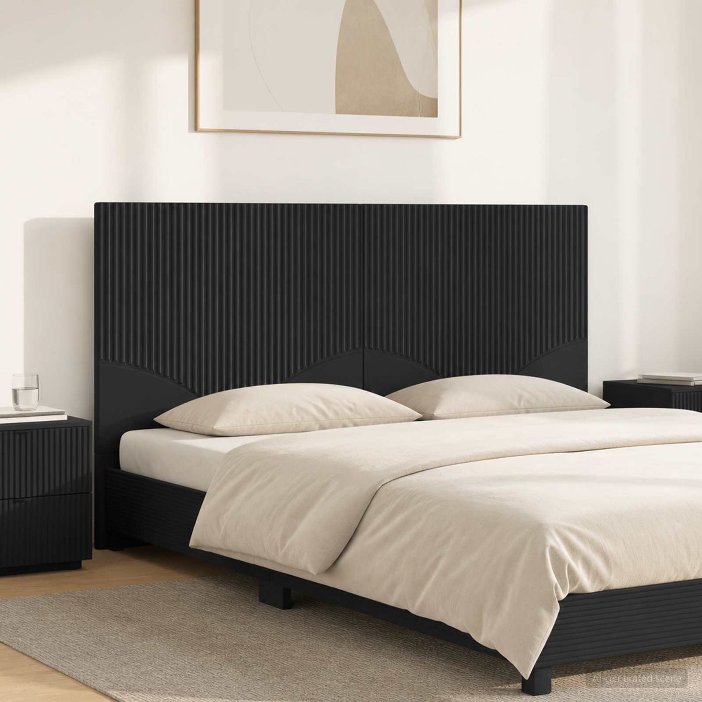 vidaXL Wall-Mounted Headboard HOORN Black Engineered Wood