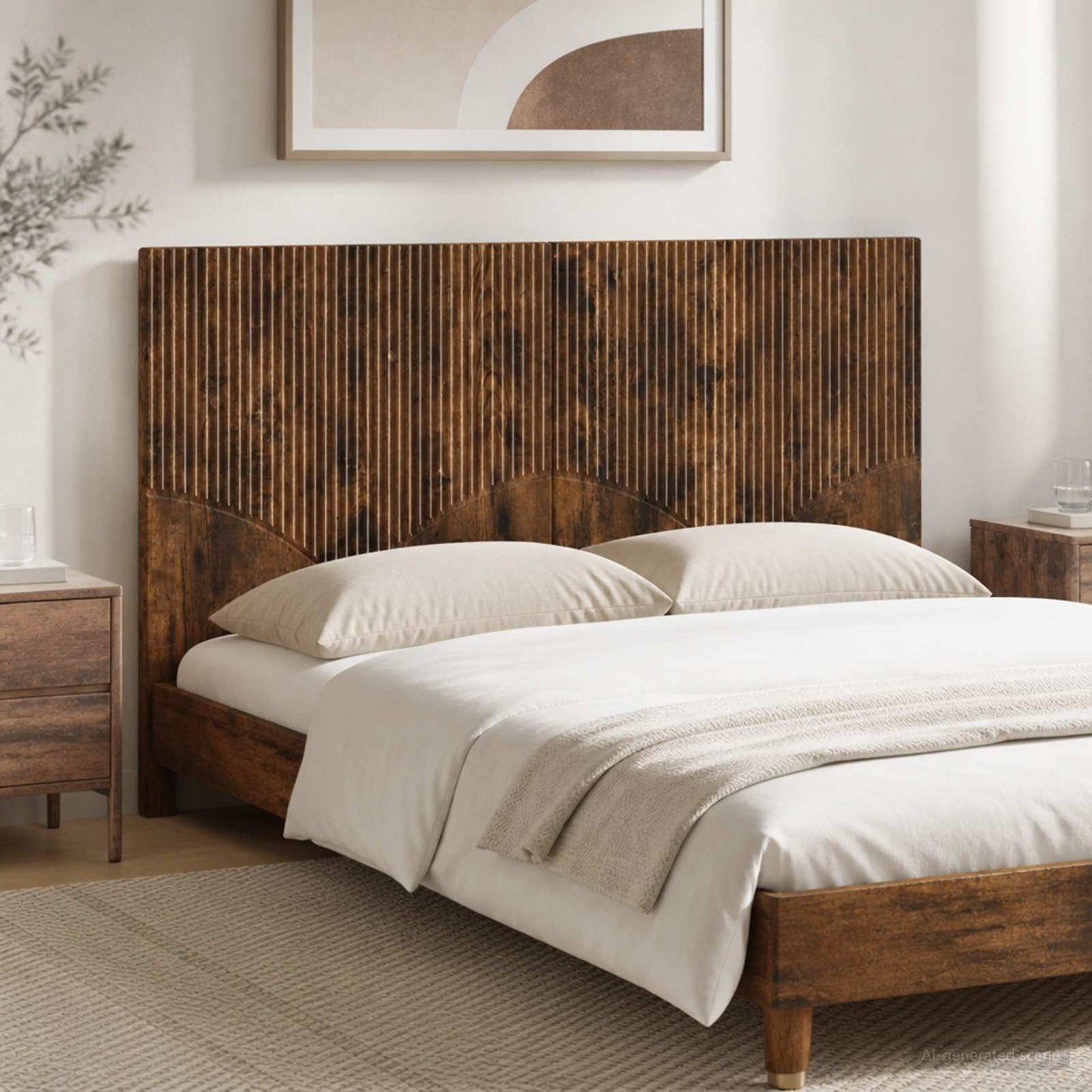 vidaXL Wall-Mounted Headboard HOORN Smoked Oak Engineered Wood