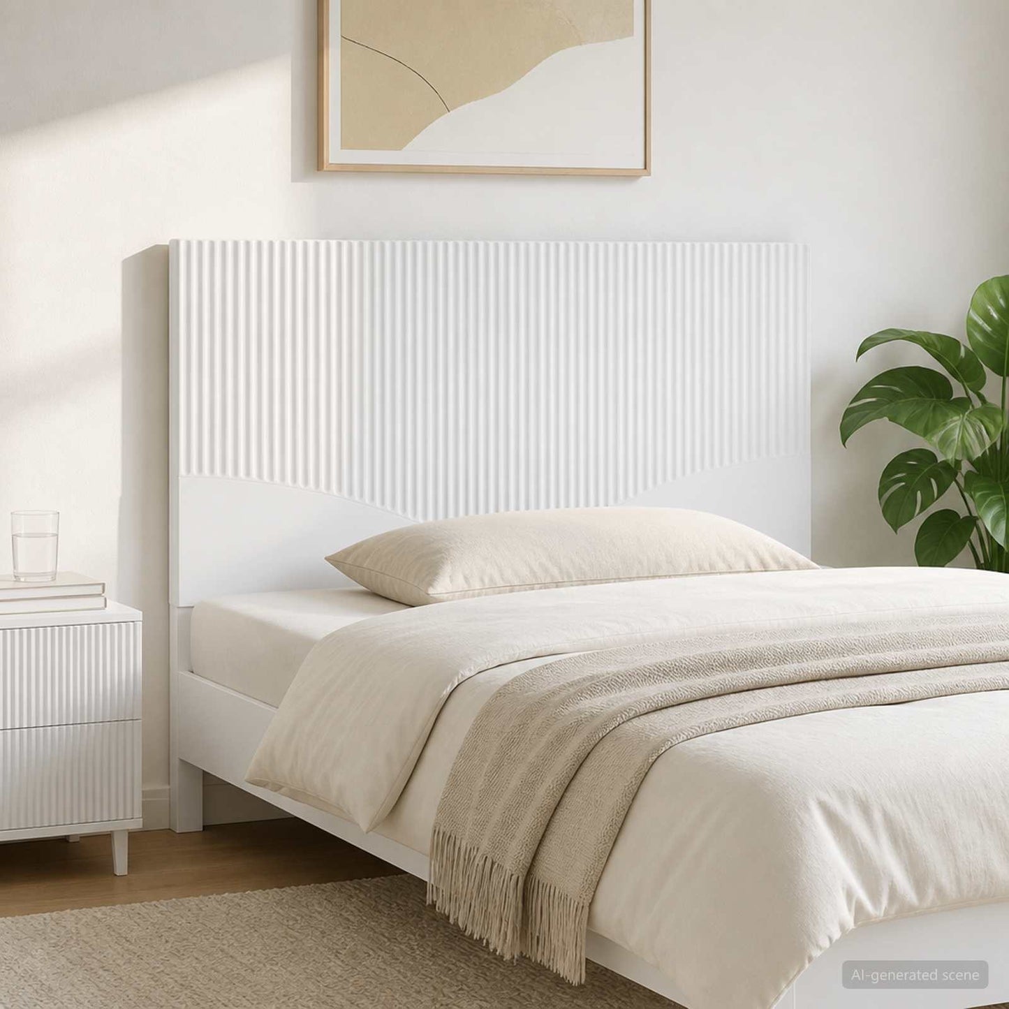 vidaXL Wall-Mounted Headboard HOORN White Engineered Wood