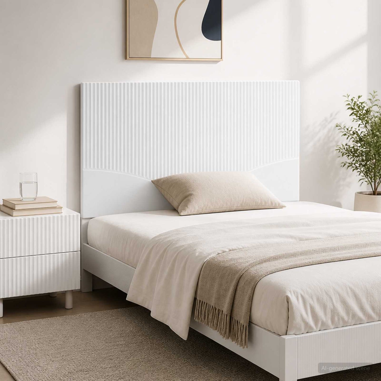 vidaXL Wall-Mounted Headboard HOORN High Gloss White Engineered Wood