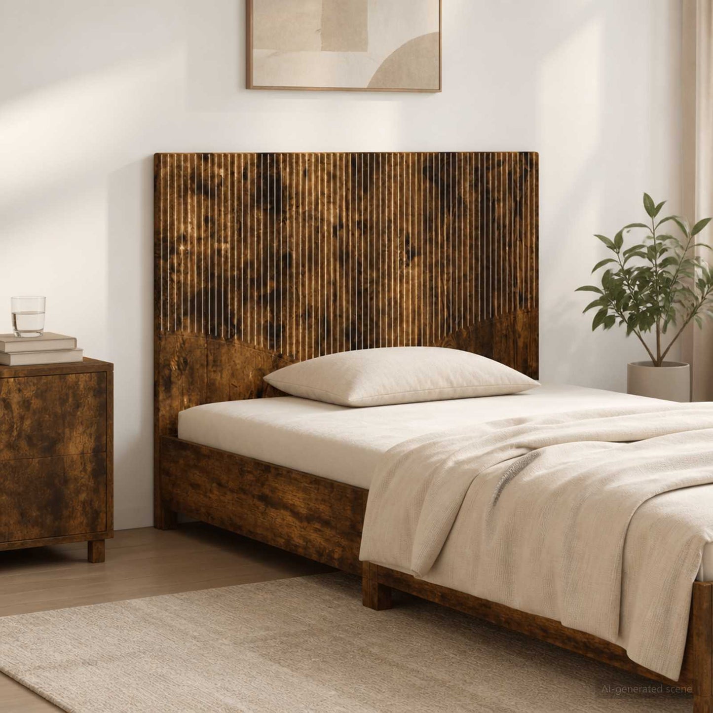 vidaXL Wall-Mounted Headboard HOORN Smoked Oak Engineered Wood
