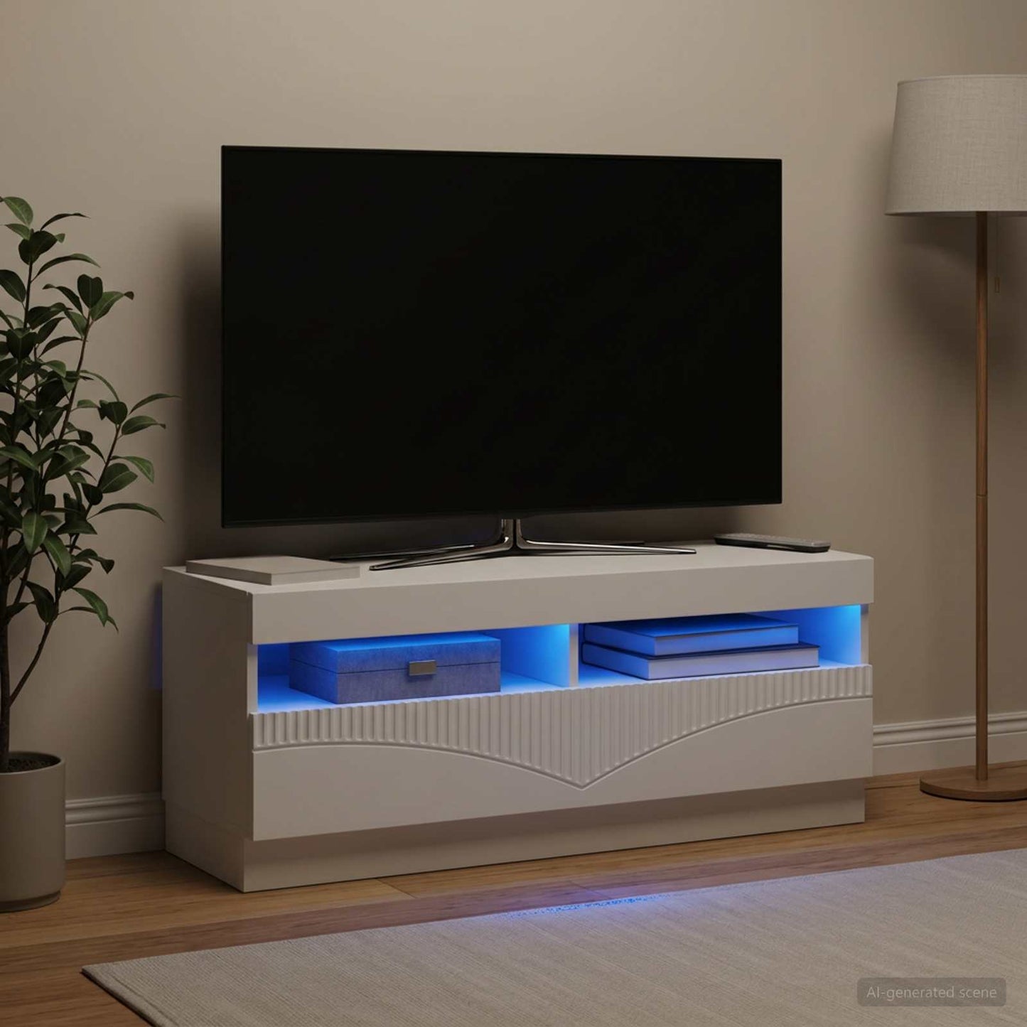 vidaXL LED TV Cabinet White Engineered Wood