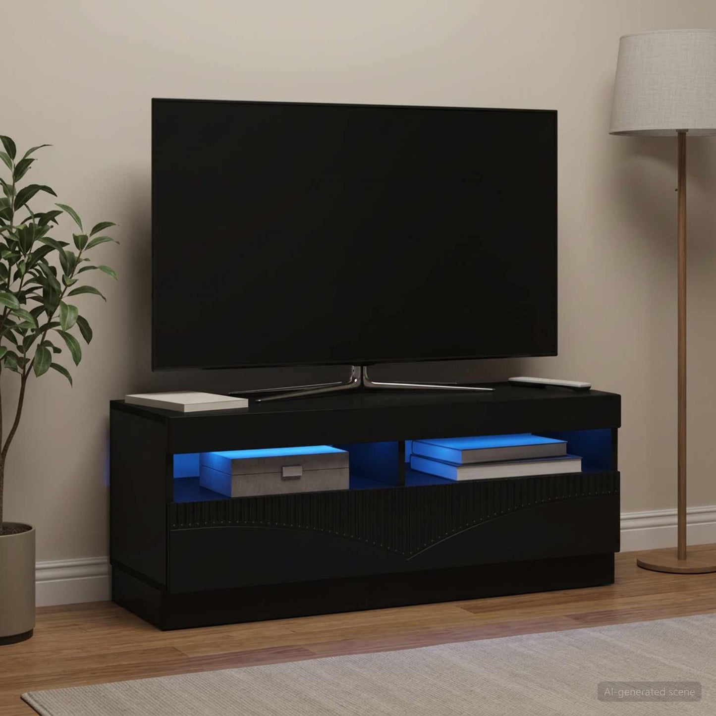 vidaXL LED TV Cabinet Black Engineered Wood