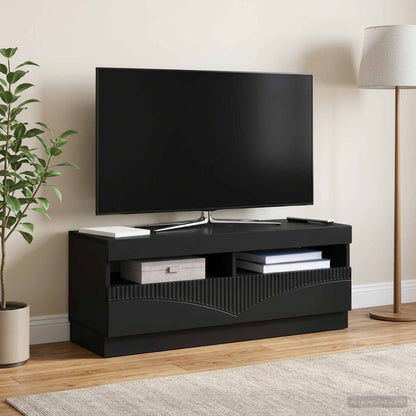 vidaXL LED TV Cabinet Black Engineered Wood