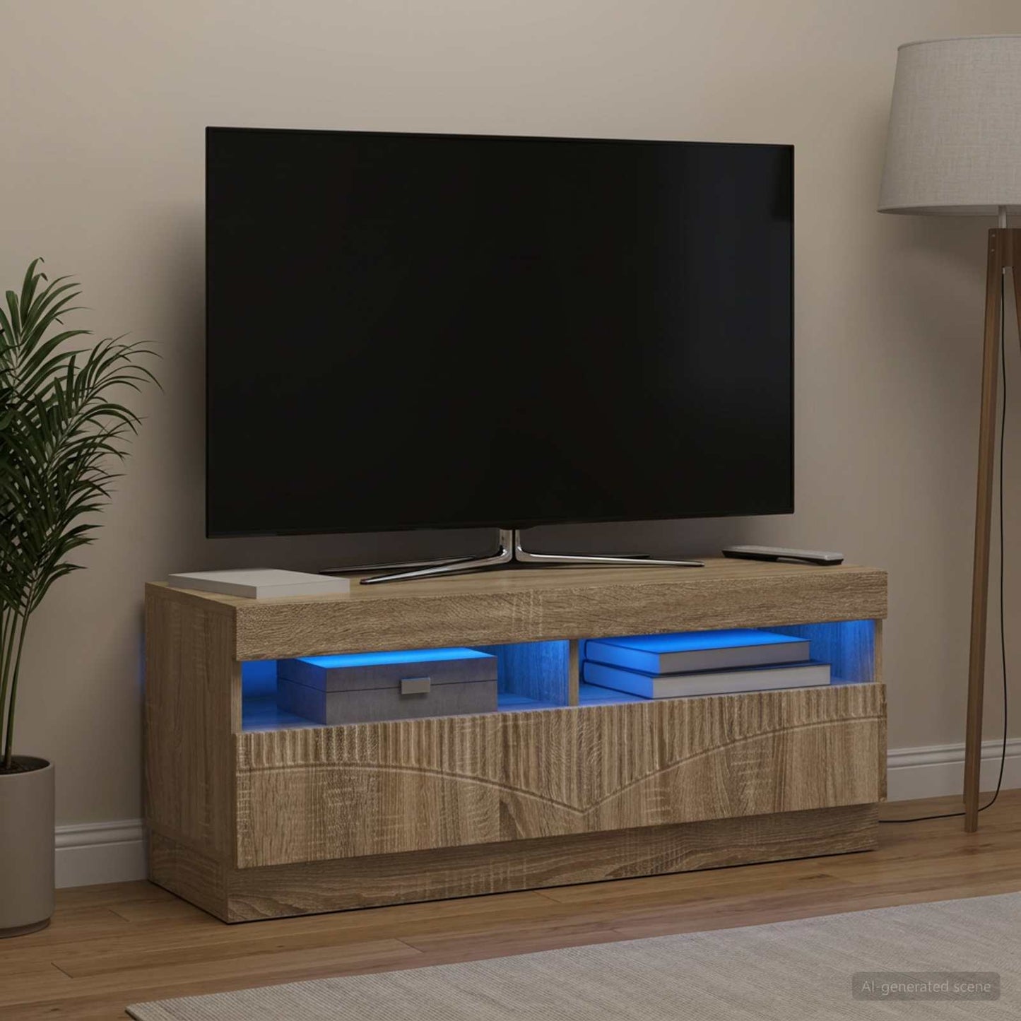 vidaXL LED TV Cabinet Sonoma Oak Engineered Wood