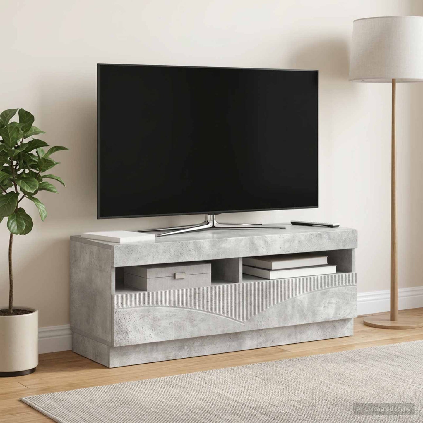 vidaXL LED TV Cabinet Concrete Grey Engineered Wood