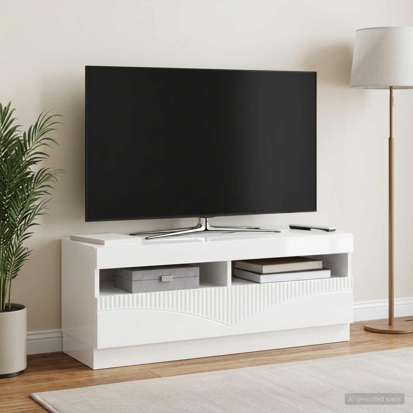 vidaXL LED TV Cabinet High Gloss White Engineered Wood