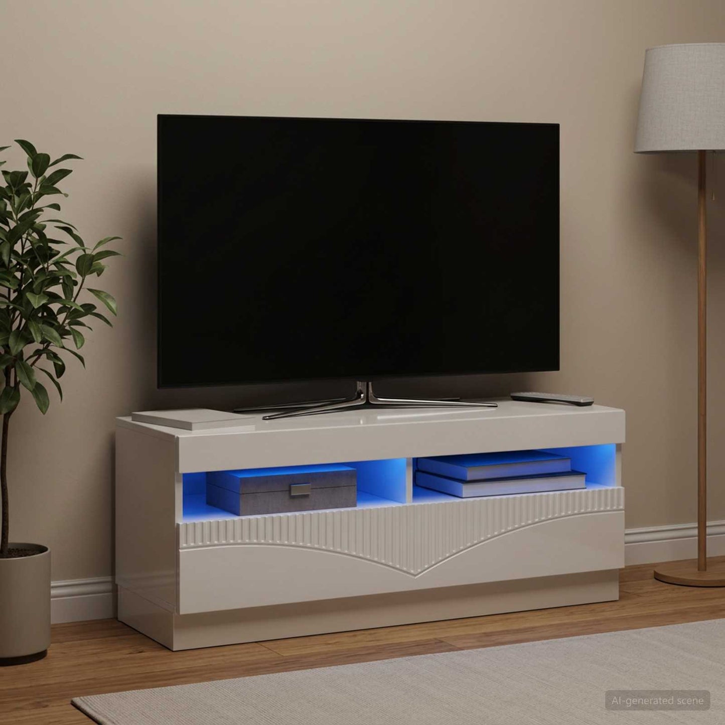 vidaXL LED TV Cabinet High Gloss White Engineered Wood